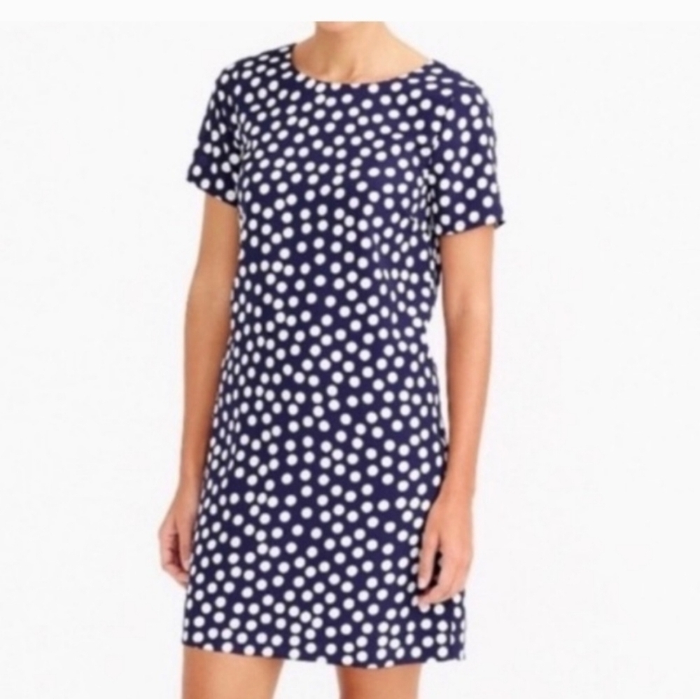 J. Crew Navy Polka Dot Gallery Dress NWOT